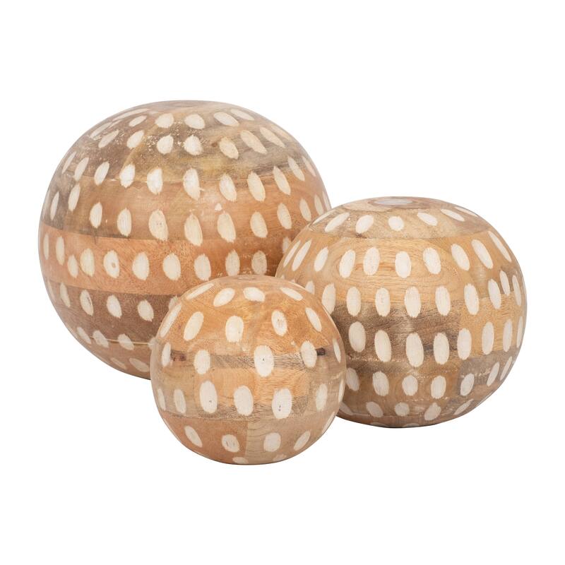 Natural Wooden Accent Orbs and Decorative Balls for Home Decoration - 8" x 8" x 8"