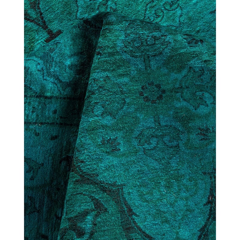 Overton Hand Knotted Wool Vintage Inspired Modern Contemporary Overdyed Blue Area Rug - 4' 1" x 5' 7"