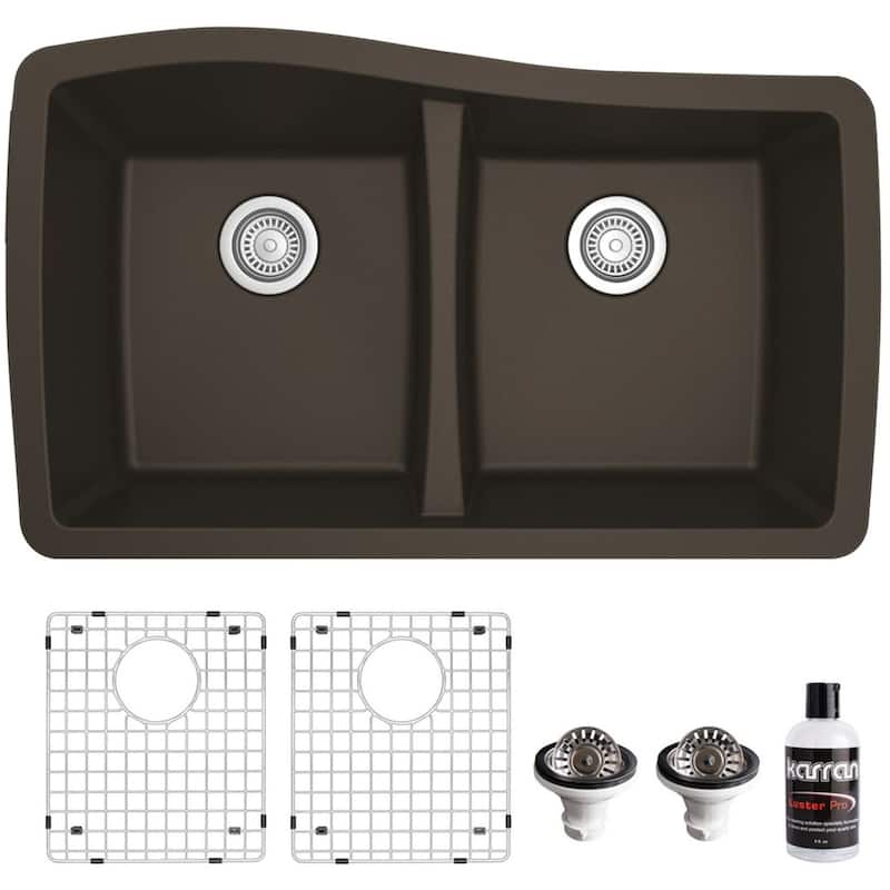Karran USA QU-720-PK1 Quartz QU 33-1/2" Undermount Double Basin Quartz