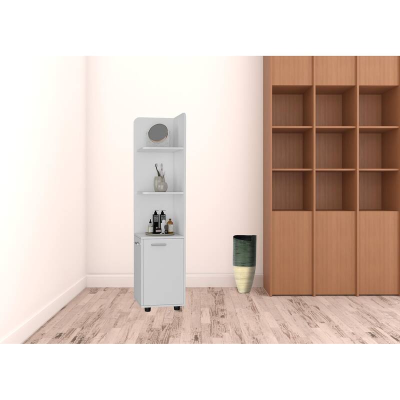 HomeRoots 15" Black And White Accent Cabinet With Four Shelves - 14.80 in. x 62.20 in. x 14.20 in. - 14.80 in. x 62.20 in.  x 14.20 in. - Polished - White