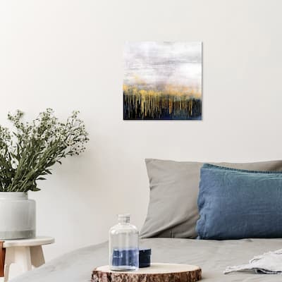 Wynwood Studio Canvas Abstract Golden Lights over Mist White and Metallic Gold Modern & Contemporary Wall Art Canvas Print