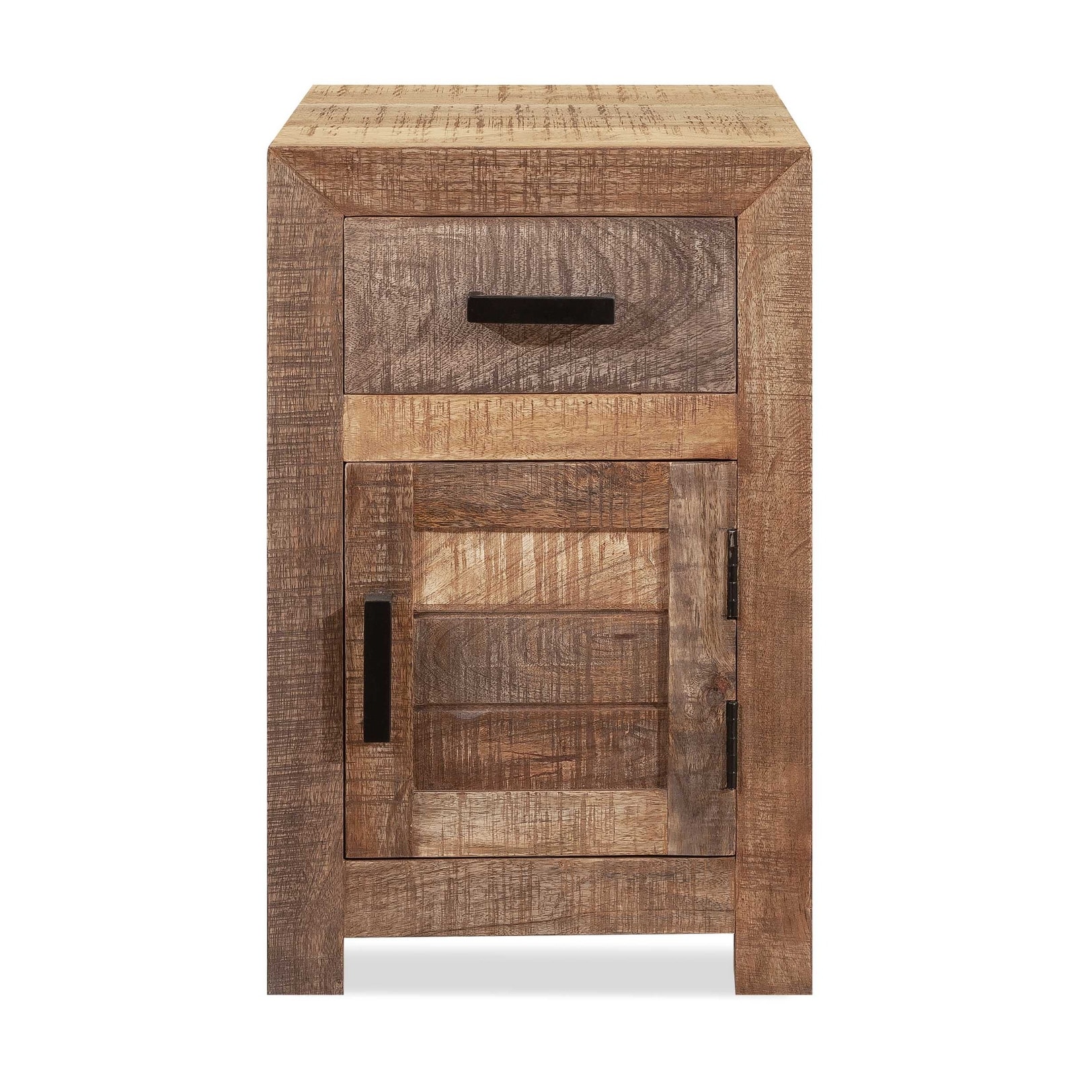 Solid Wood End Side Table with Drawer and Door