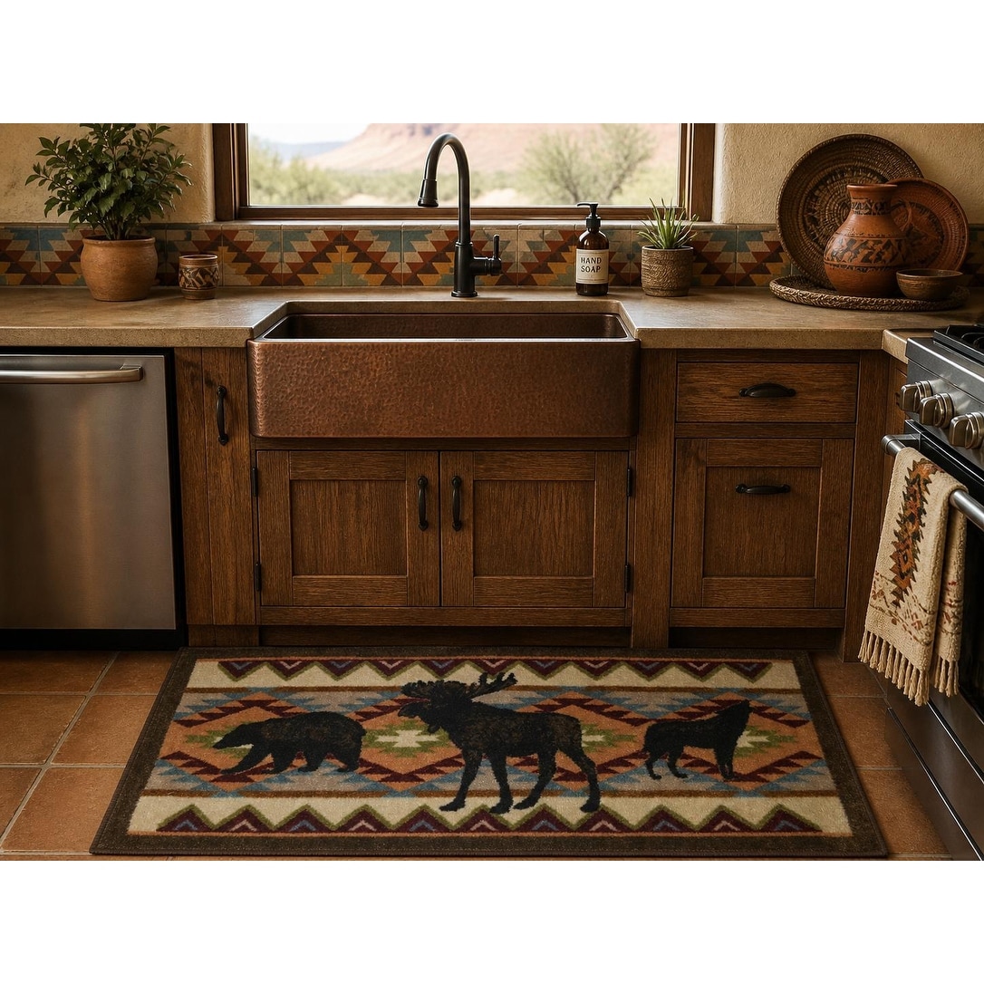American Destination Woodland Party Nylon Washable Accent Rug - 20"x44"