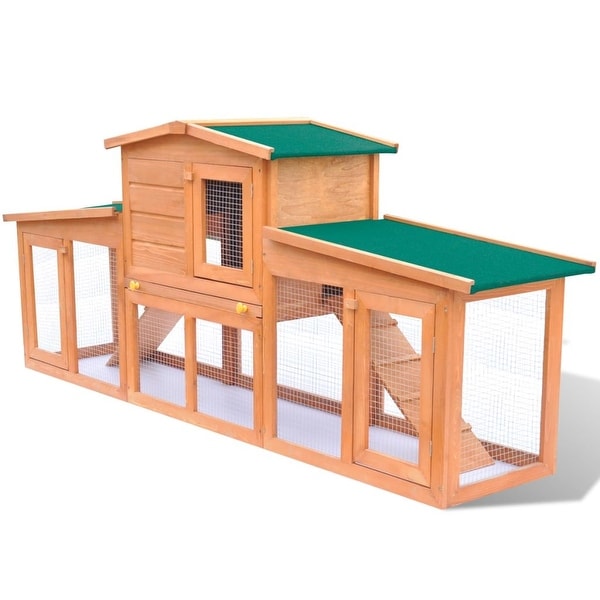 vidaXL Large Rabbit Hutch Small Animal House Pet Cage with 2 Runs Wood