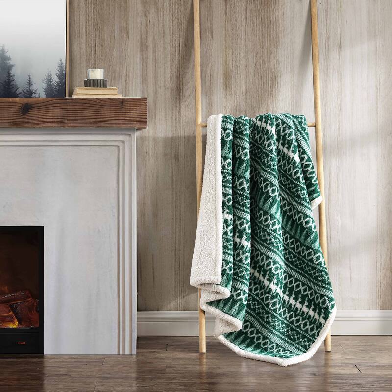 Eddie Bauer Printed Faux Shearling- Reversible Throw Blankets