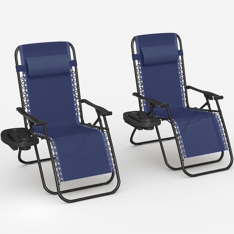 Homall Patio Zero Gravity Chair Lawn Lounge Chair with Pillow Set of 2 - Blue