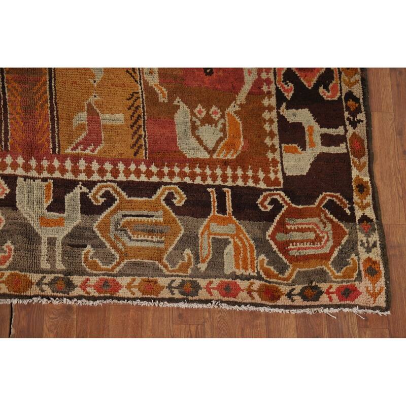 Vegetable Dye Oushak Turkish Vintage Area Rug Hand-Knotted Wool Carpet - 6'6" x 9'11"