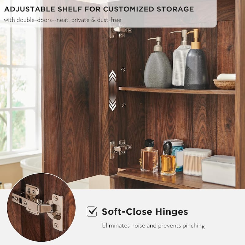 Modern Over The Toilet Storage Cabinet, Handle-Less Bathroom Cabinet - N/A