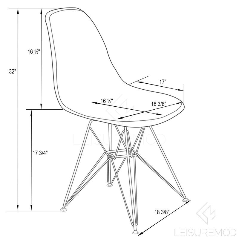 LeisureMod Cresco Molded 2-Tone Eiffel Side Chair - White Blue - 17"L x 18.4"W x 32"H