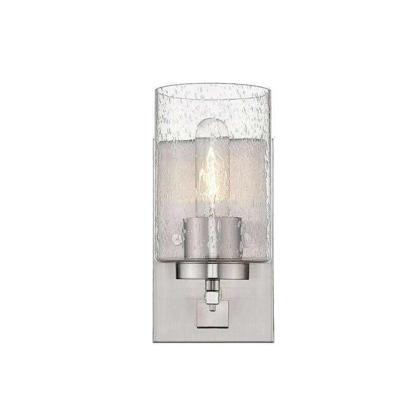 Metal and Textured Wall Sconce with Seeded Glass Shade LED Hardwired - 5.75” x 4.5” x 8.75” (D x W x H)
