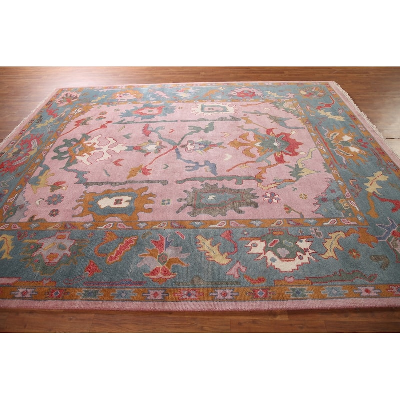 Pink Oushak Oriental Area Rug Handmade Wool Carpet - 8'5"x 10'2"