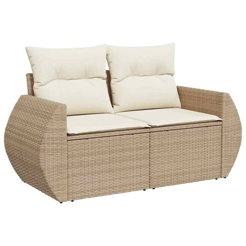 vidaXL Patio Sofa Set with Cushions Outdoor Furniture 8 Piece Poly Rattan - 21.7 x 39.4 x 28.7