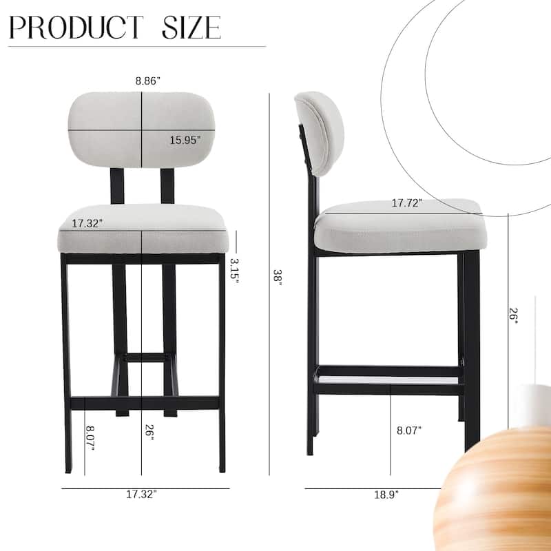 Upholstered Counter Height Bar Stools Side Chairs Set of 2