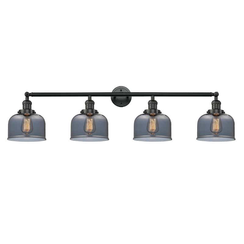 Innovations Lighting 215-10-44 Bell Vanity Bell 4 Light 44" Wide - Matte Black / Plated Smoke