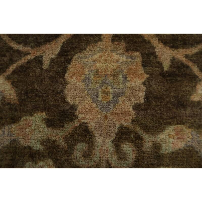 Hand Knotted Oriental 100% Wool Carpet Traditional All-Over Brown Peshawar Area Rug - 3' 0'' X 2' 0''