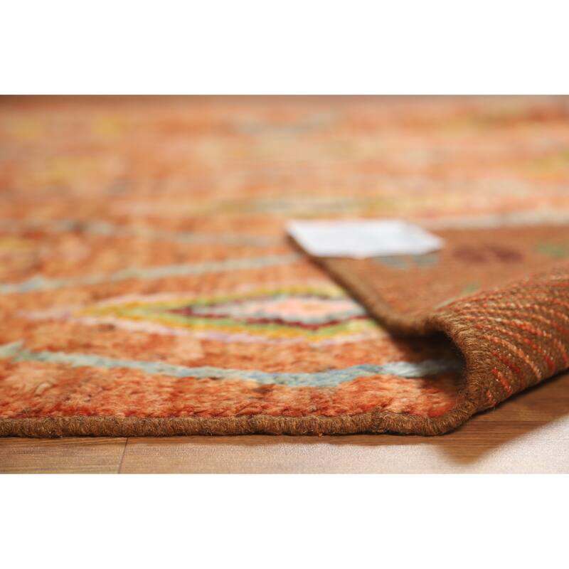 Orange Geometric Moroccan Oriental Area Rug Handmade Wool Carpet - 6'6" x 9'8"
