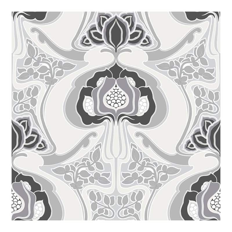 ESTA Home Joaquin Black Art Nouveau Floral Wallpaper - 20.9 x 396 x 0.025