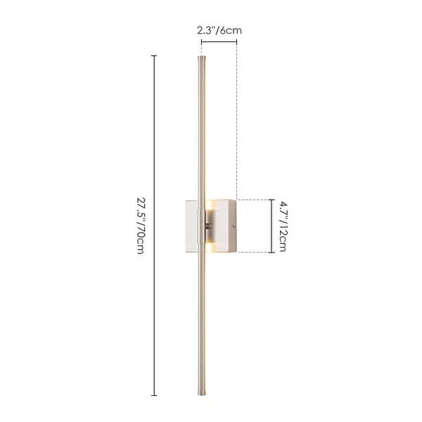 dimension image slide 3 of 13, 1-Light Black/ Gold/ Nickel Modern Long Linear Strip Wall Sconce Dimmable LED Bathroom Vanity Light