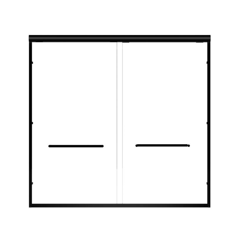 Aluminum Frame Double Sliding Shower Door - Black