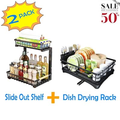 2-Piece Dish Drying & Sink Organizer Set, Drainboard, Pull-Out Shelf