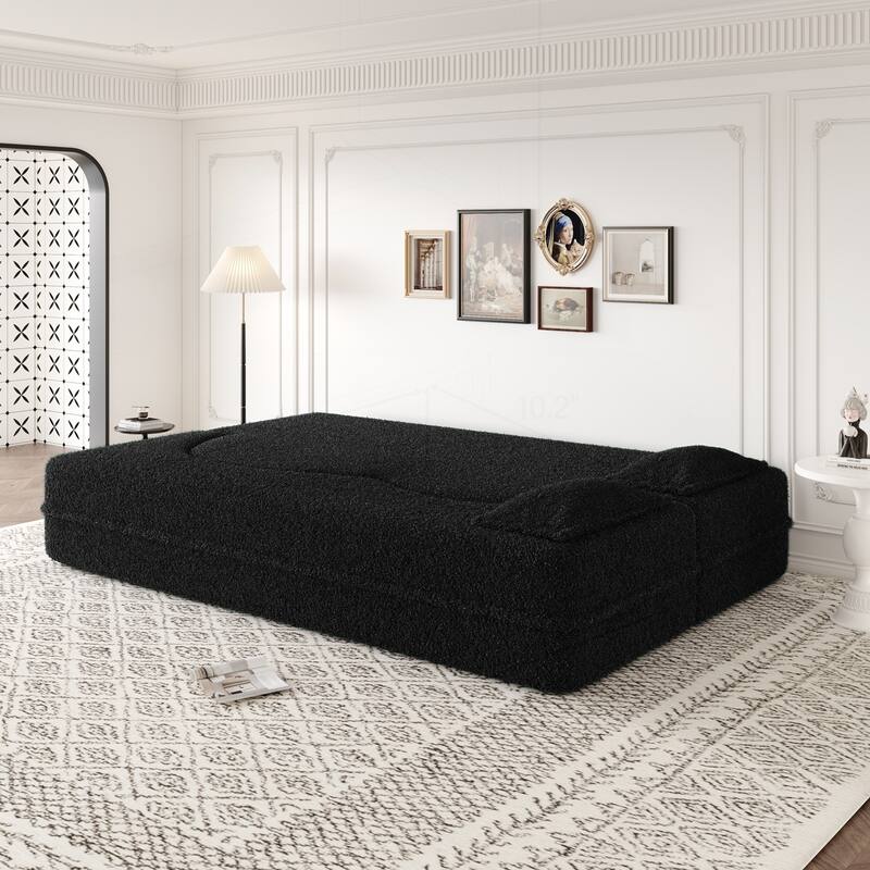 Versatile Convertible Foam Sofa Bed with Removable Cushions and Pillows