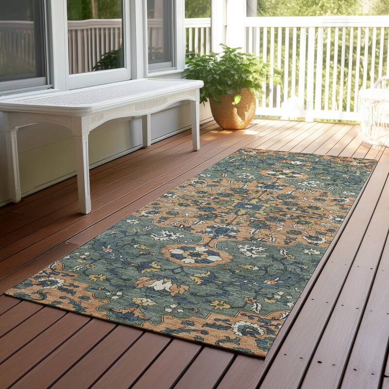 Machine Washable Indoor/ Outdoor Traditional Savannah Chantille Rug - Copper - 2'3" x 7'6"