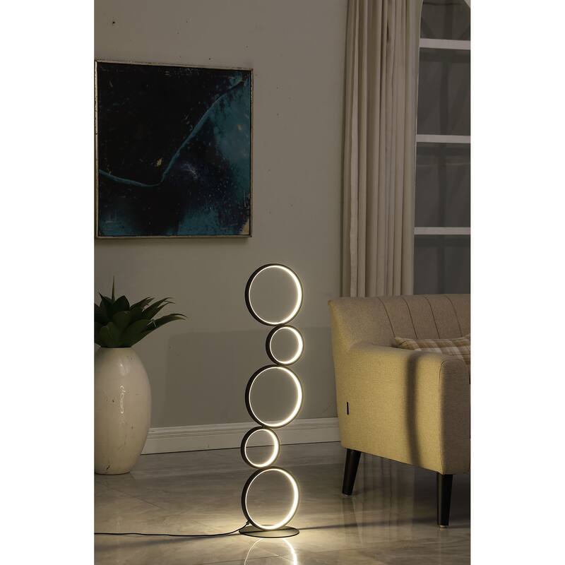 38.5 in. Else Nordic 5 Ring LED Metal Table Lamp - Black