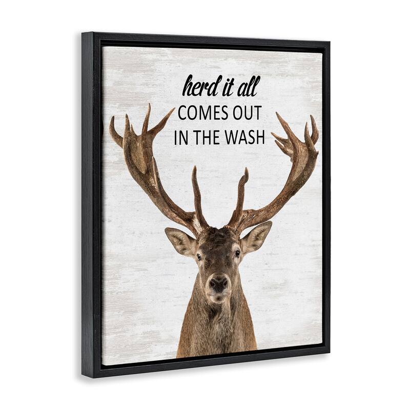 Stupell Herd It Comes Out In Wash Framed Floater Canvas Wall Art Design By Lettered and Lined