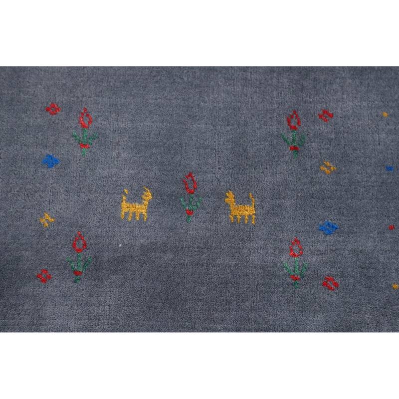 Tribal Gabbeh Area Rug Handmade Wool Carpet - 7'9"x 9'10"