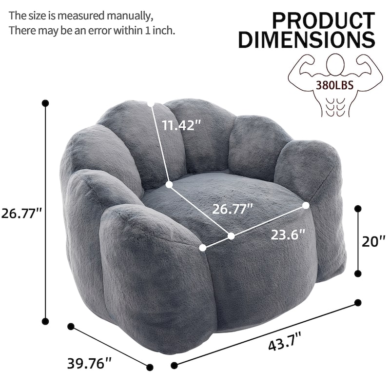 Lotus Type Compression Lazy Sofa Oversized Bean Bag Sofa Accent Chair for Adults with Pull Strap and Non-slip Base, Easily Moved