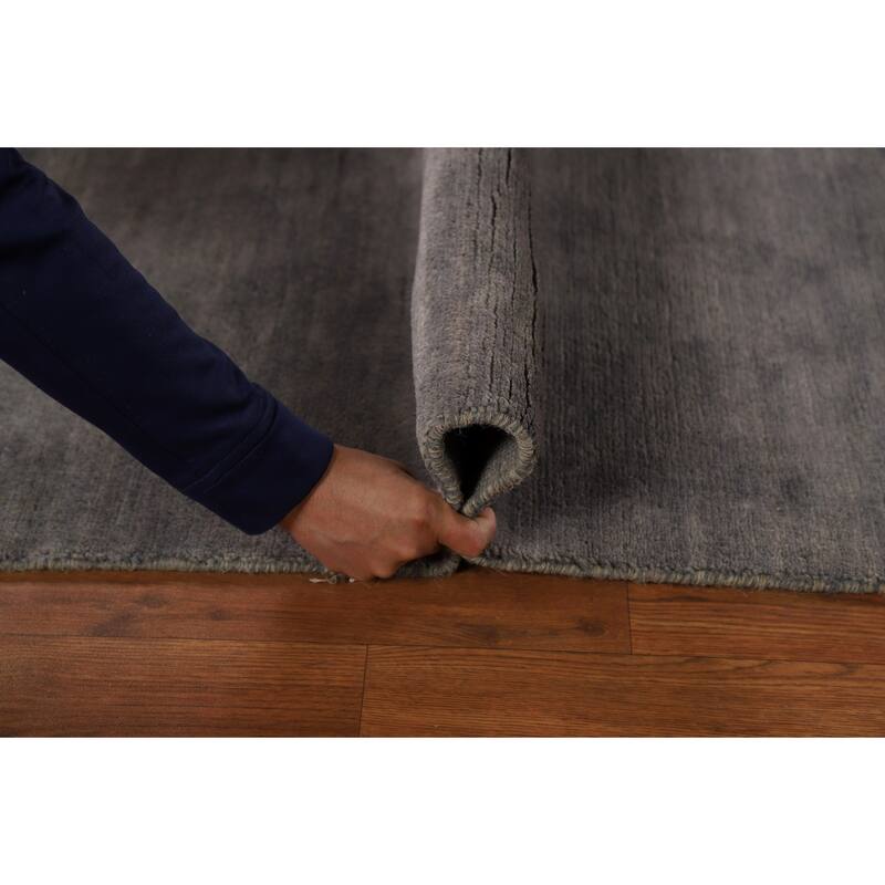 Gray Gabbeh Modern Runner Rug Hand-Knotted Wool Carpet - 2'9"x 9'9"