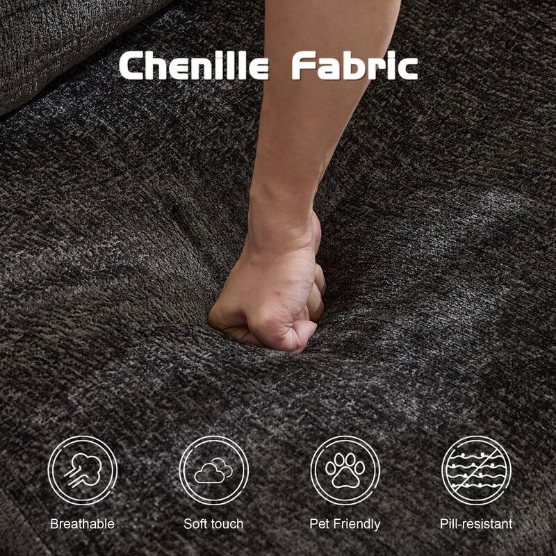 Chenille Loveseat Couch Boneless Modular Sectional Sofa Convertible Floor Sleeper Bed with Fixed-shape Frame for Living Room