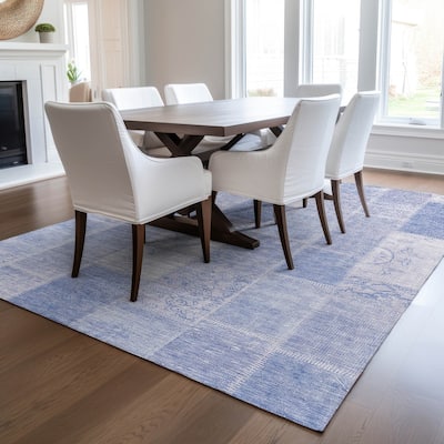Machine Washable Indoor/ Outdoor Chantille Vintage Patchwork Rug