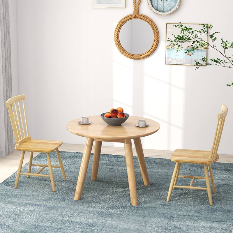 Gymax Dining Chair Set of 4 Solid Wood Windsor Chair w/ High Spindle