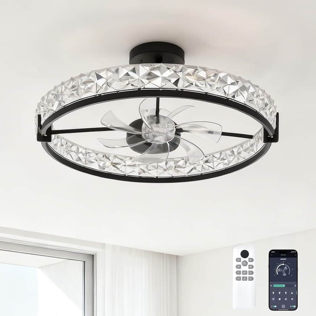 20-Inch 6-Speed Modern Ceiling Fan with Light and Remote Control, Flush Mount for Living Room Bedroom