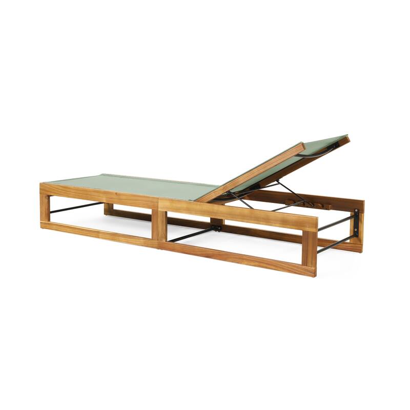 Emile Outdoor Mesh and Wood Chaise Lounge (Set of 2) by Christopher Knight Home