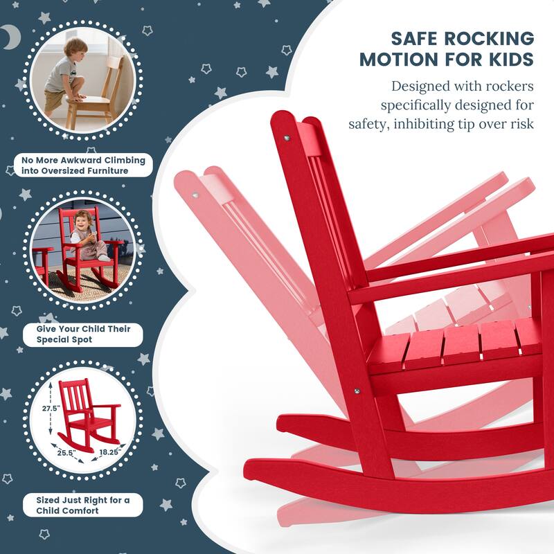 Laguna Kids Outdoor Poly Rocking Chair with Side Table 3-Piece Set