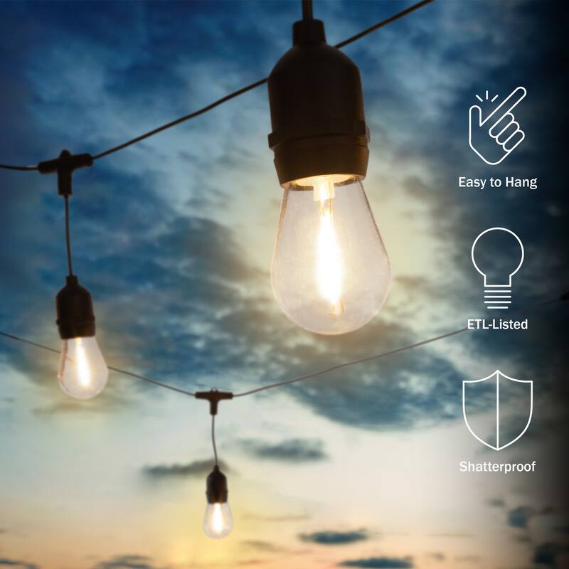 Pure Garden 40FT Outdoor String Lights Yellow Lights Bed Bath