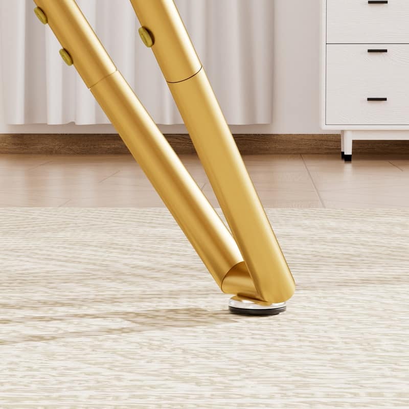 Gold Modern Tempered Glass Dining Table with Metal Legs for Kitchen, Living Room