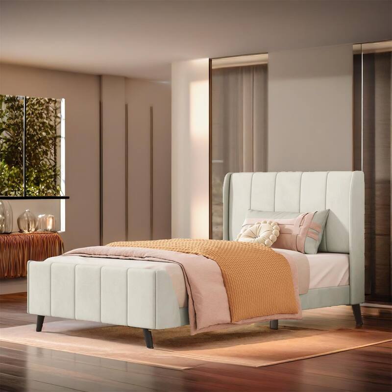 Twin Size Velvet Upholstered Platform Bed