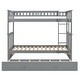 preview thumbnail 6 of 8, Twin Over Twin Wooden Bunk Bed with Twin Size Trundle & Safety Rail, Convertible to 2 Platform Bedframe for Kids Teens Bedroom
