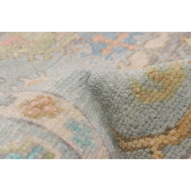 ECARPETGALLERY Hand-knotted Modern Oushak Light Blue Wool Rug - 9' 2" x 12'