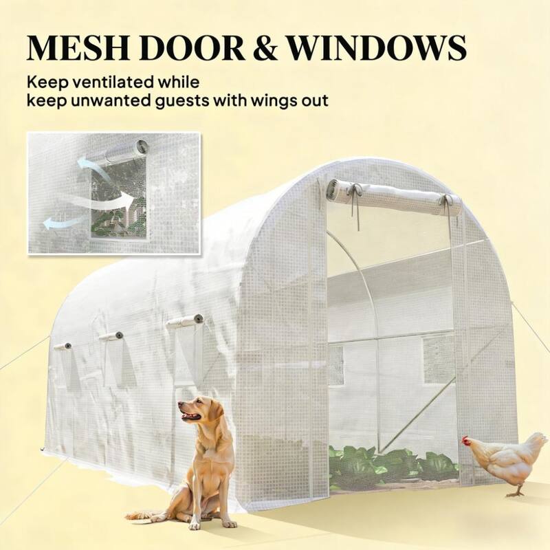 GDFStudio Outdoor Veyra Walk-In Greenhouse with PE Cover and Reinforced Frame