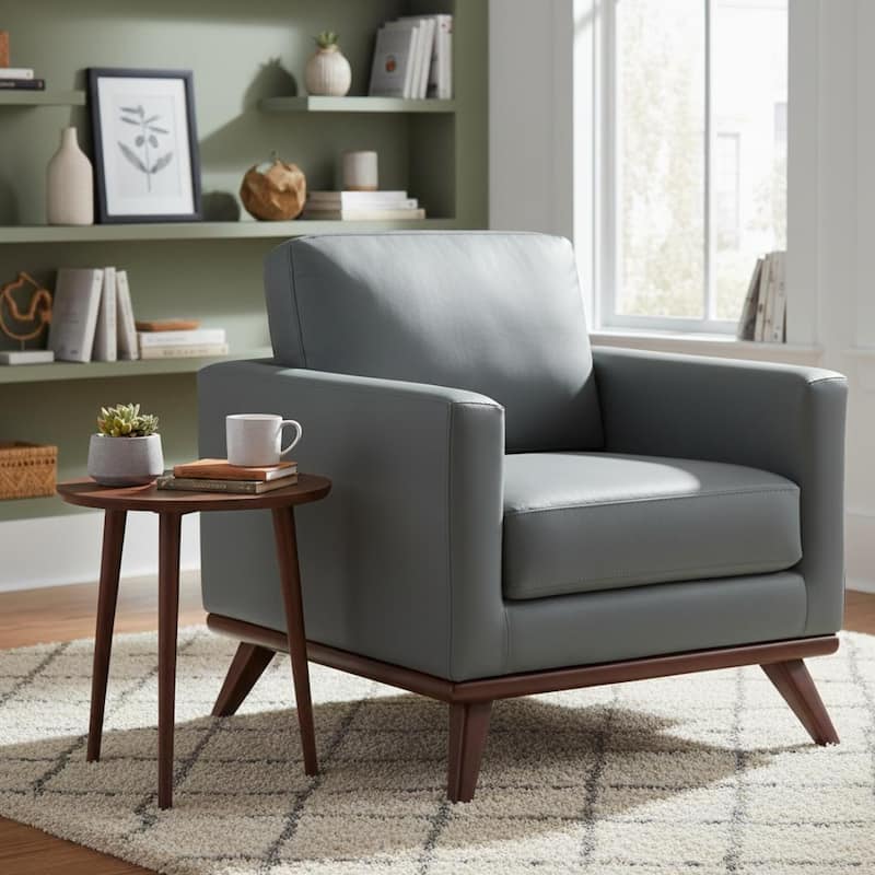 Chester Modern Sofa Leather Or Mesh Accent Side Armchair with Birch Wood Frame Couch for Living Room Bedroom Lounge - 33.46