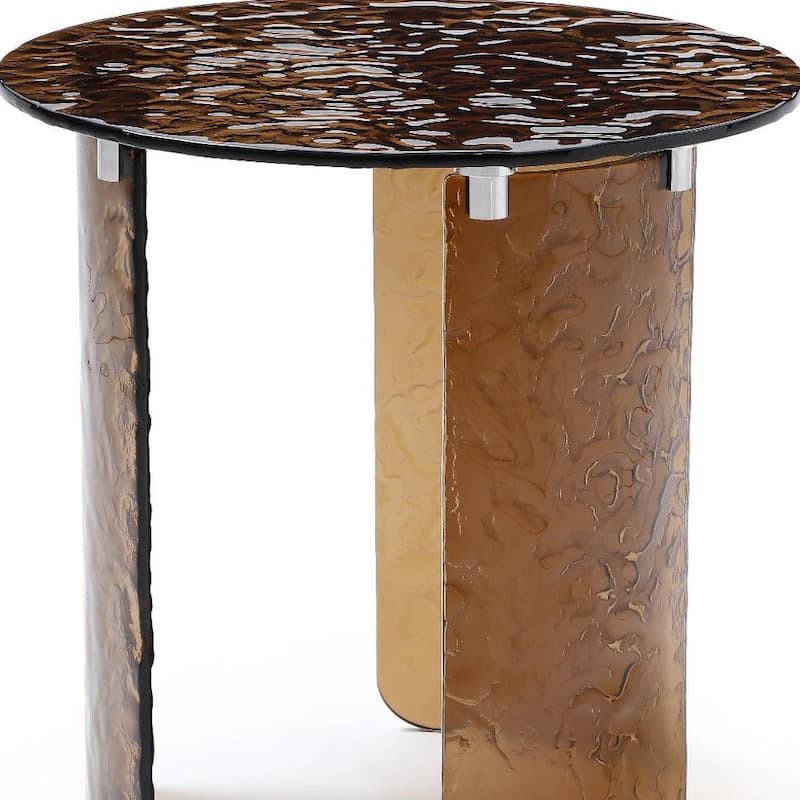 HomeRoots 20" Bronze Glass Round End Table - 20.00 in. x 20.00 in. x 20.00 in.