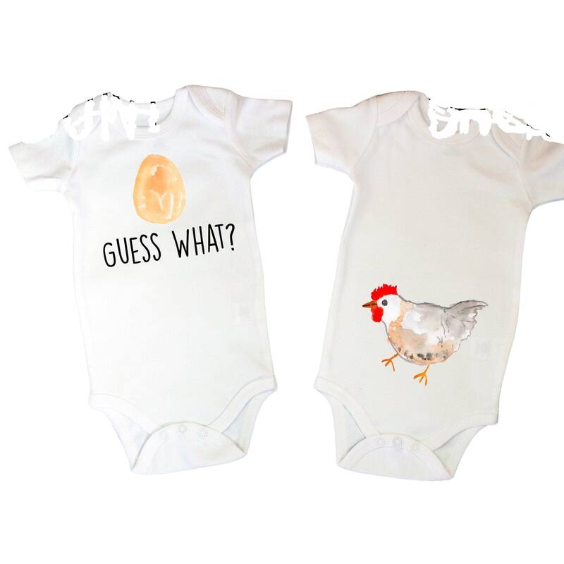 Chicken Guess What - Baby Boy Girl Clothes Infant Bodysuit Funny Cute Newborn - White - 0-3M