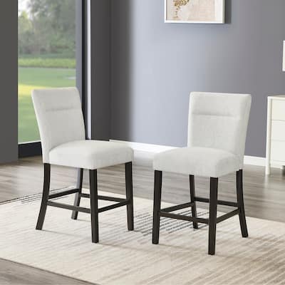 Roundhill Furniture Cavira Modern Upholstered Counter Height Stools, Set of 2, Gray