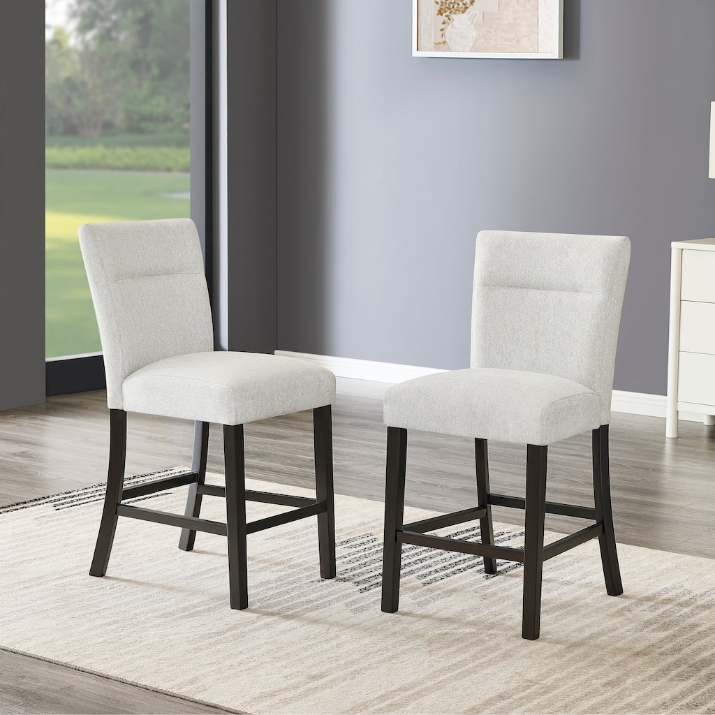 Roundhill Furniture Cavira Modern Upholstered Counter Height Stools, Set of 2, Gray