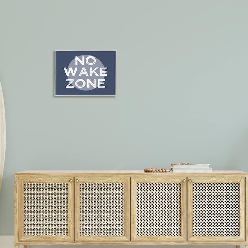 Stupell No Wake Zone Circular Background Grunge Textured Words Framed Wall Art, Design by Daphne Polselli - Blue