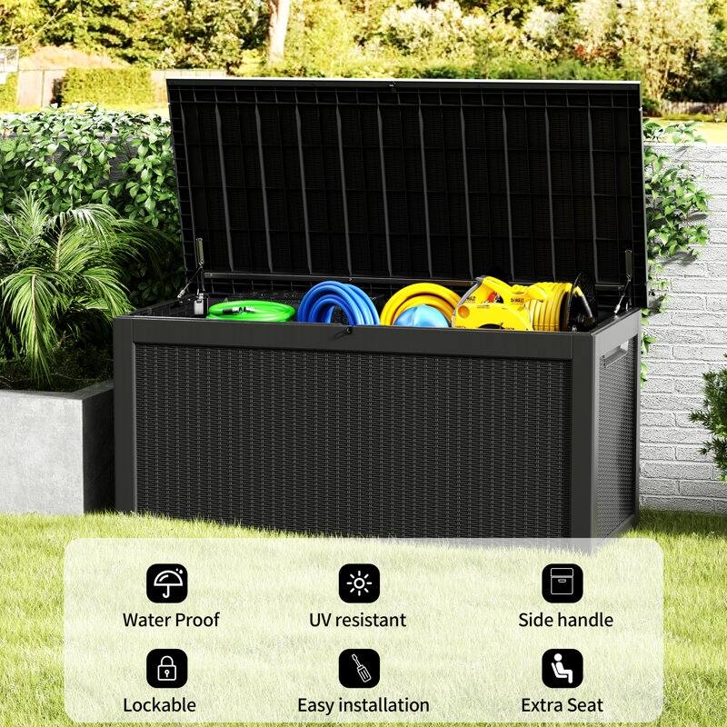 Outdoor Patio Storage Resin Lockable Deck Box